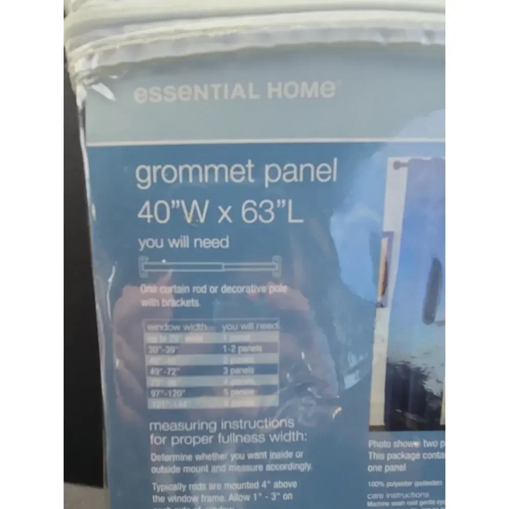 Essential Home Grommet Panel Collection Faux Linen Blue 40” X 63” Only 1 Panel